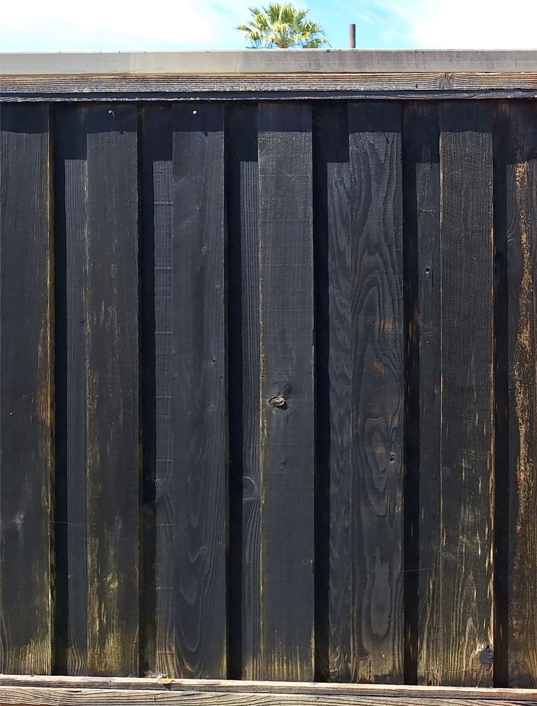 A fence in Santa Cruz, CA before pressure washing